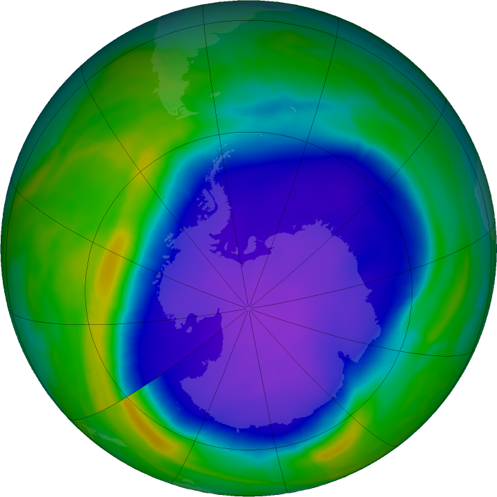 Antarctic ozone map for 04 October 2022